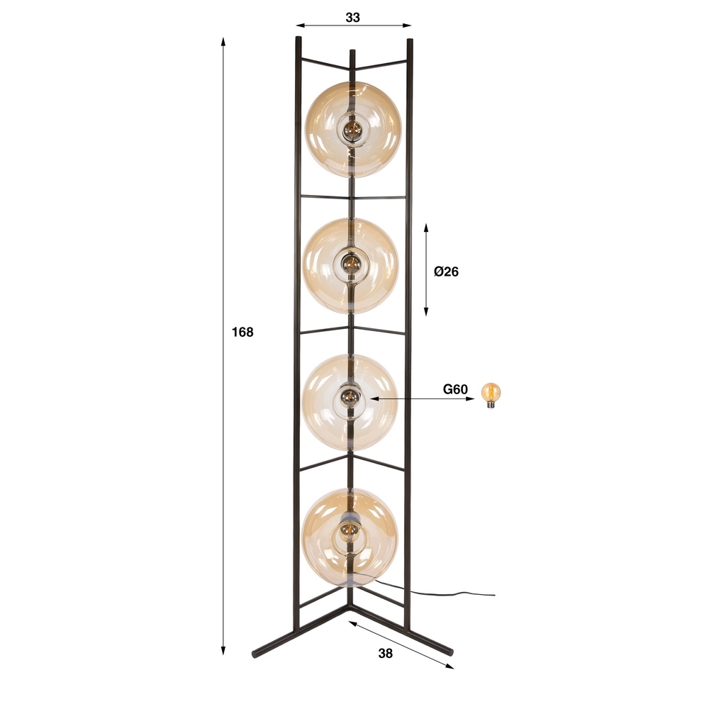 Lampe de pied en verre Soll 4x Ø 26cm Lyora 8716803510913