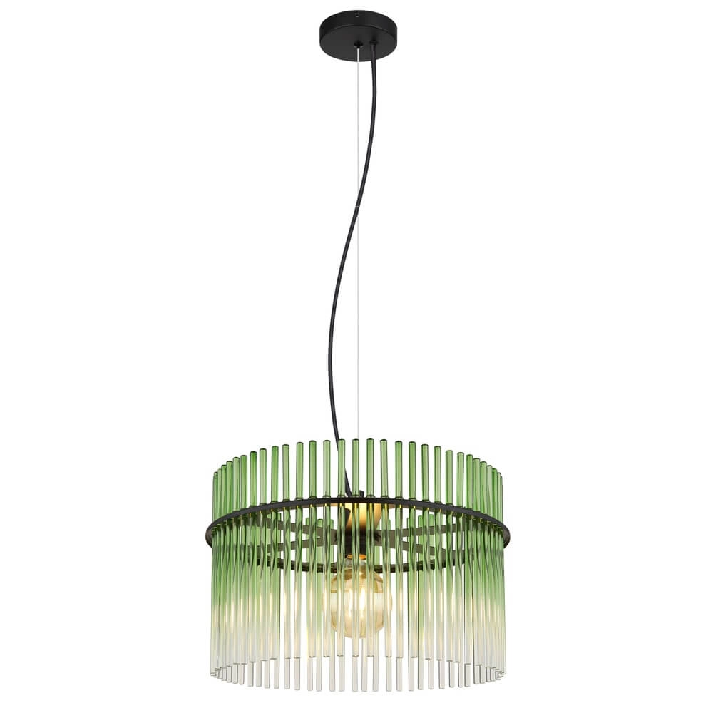 Suspension noire Gorley avec verre vert Ø 40cm Suspension noire Gorley avec verre vert Ø 40cm