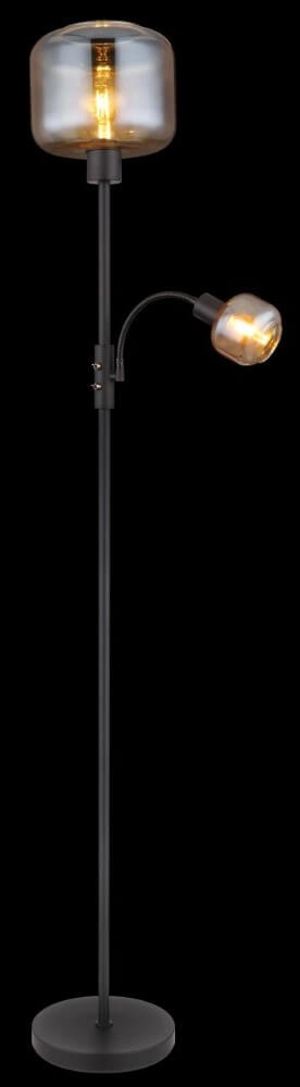 Lampadaire noir Giuseppe verre ambré Globo 9007371441228