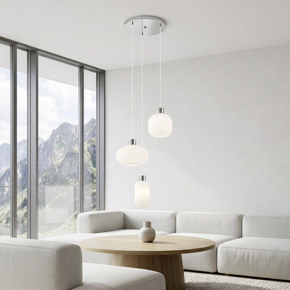 Lampe pendante de conception Dasmina Chrome avec 3 lumières blanches Eglo 9008606406371