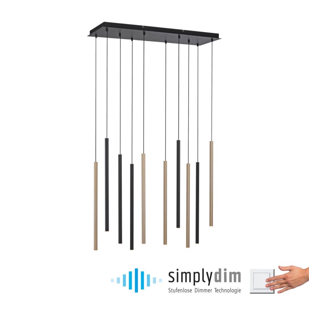 Lampe suspendue unique Flute 10 lumières Paul Neuhaus 4012248374788