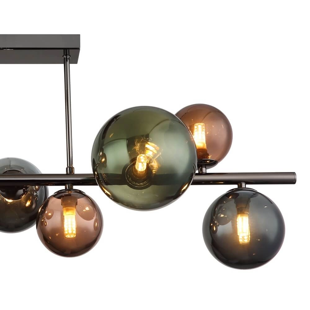 Plafonnier noir Riha Verre coloré 9 lumières Globo 9007371453115