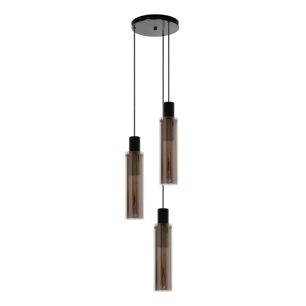 Lampe pendante à 3 lampes Orlando Verre fumé