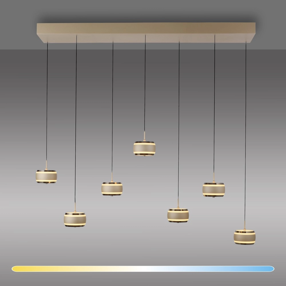 Lampe pendante de table de salle à manger de 7L Pure Falling Rings Bronce Paul Neuhaus 4012248396605