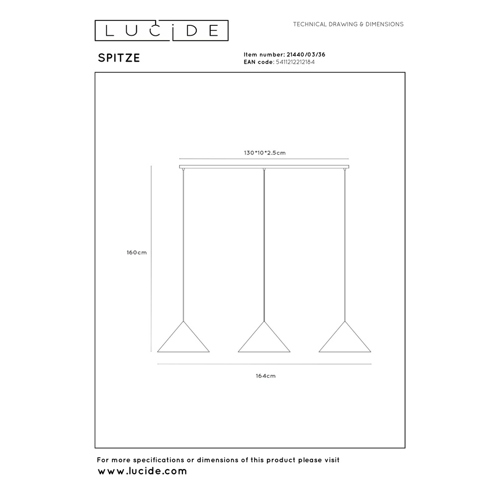 Lampe pendante à 3 lampes Spitze gris Lucide Vibes 5411212212184
