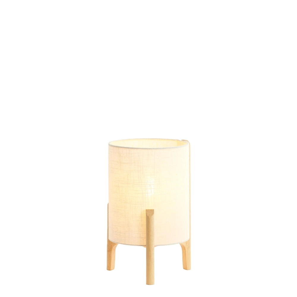 Lampe de table Litto Ø 22cm - aspect bois avec lin naturel Light & Living 8717807792688