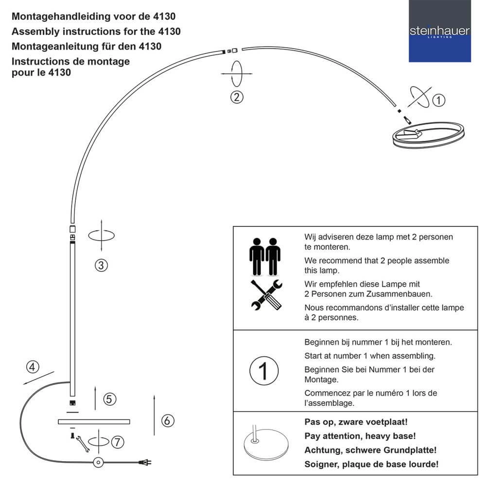Lampe à arc design Ringlux noir avec or Steinhauer 8712746177398