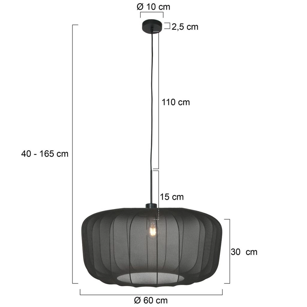 Lampe suspendue Vela Lino avec teinte noire Ø60cm Steinhauer 8712746182804