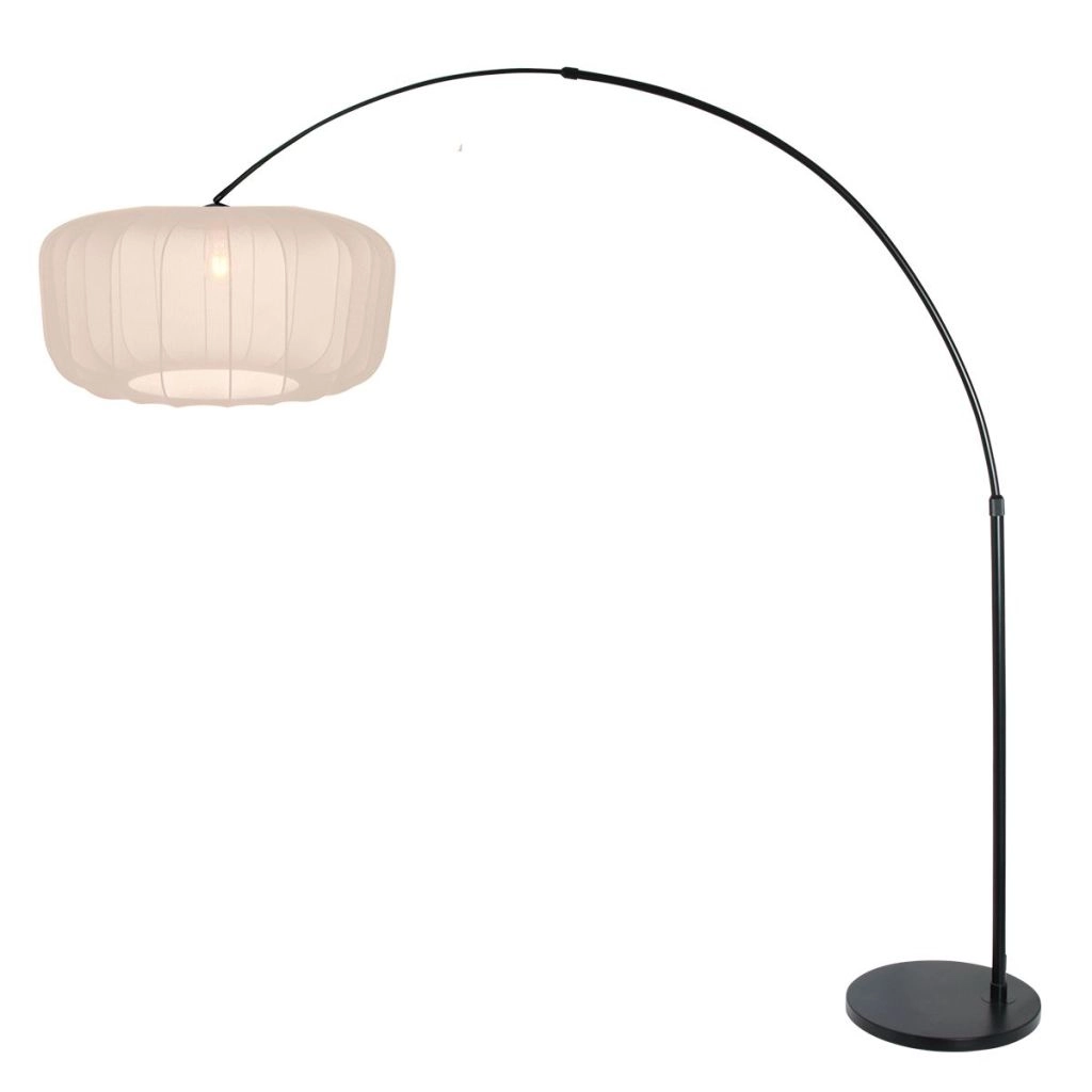 Lampe à arc noir Vela Lino avec une teinte crème Ø60cm Steinhauer 8712746183580