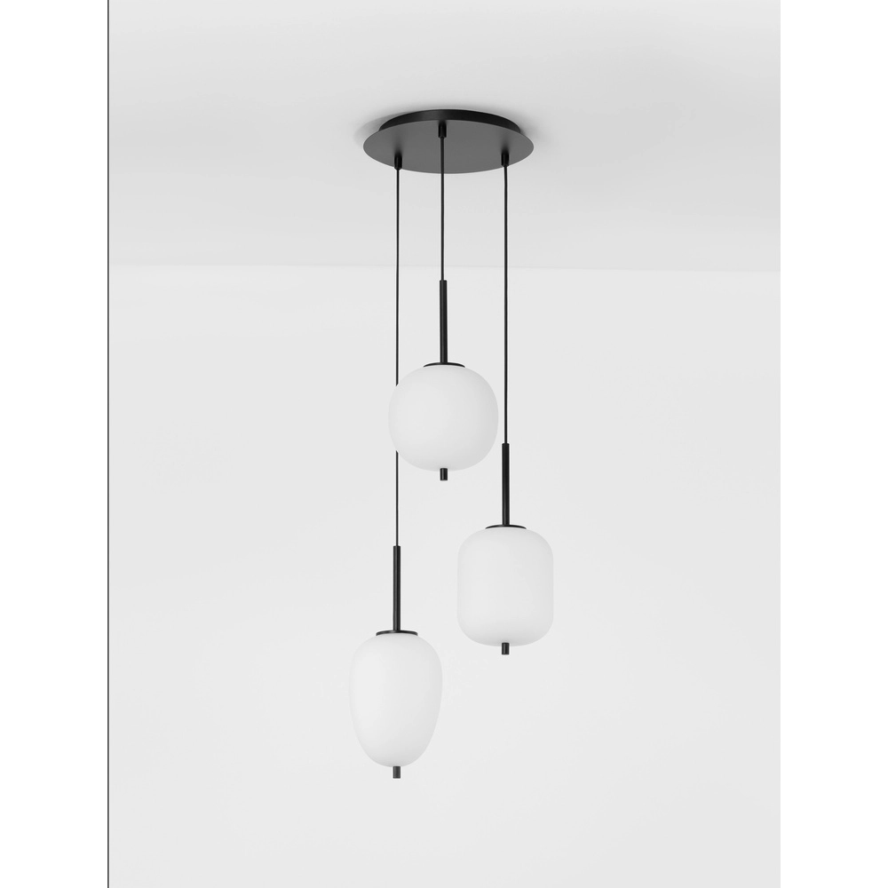 Lampe suspendue Lato 3 noirs clairs avec blanc Lyora 5212017434647