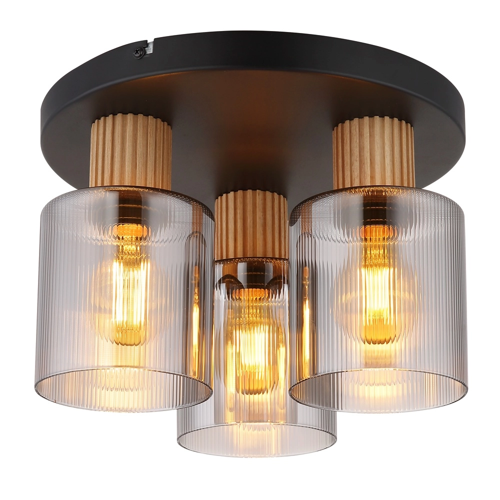 Lampe de plafond à design Aleidis Noir à 3 lumières
