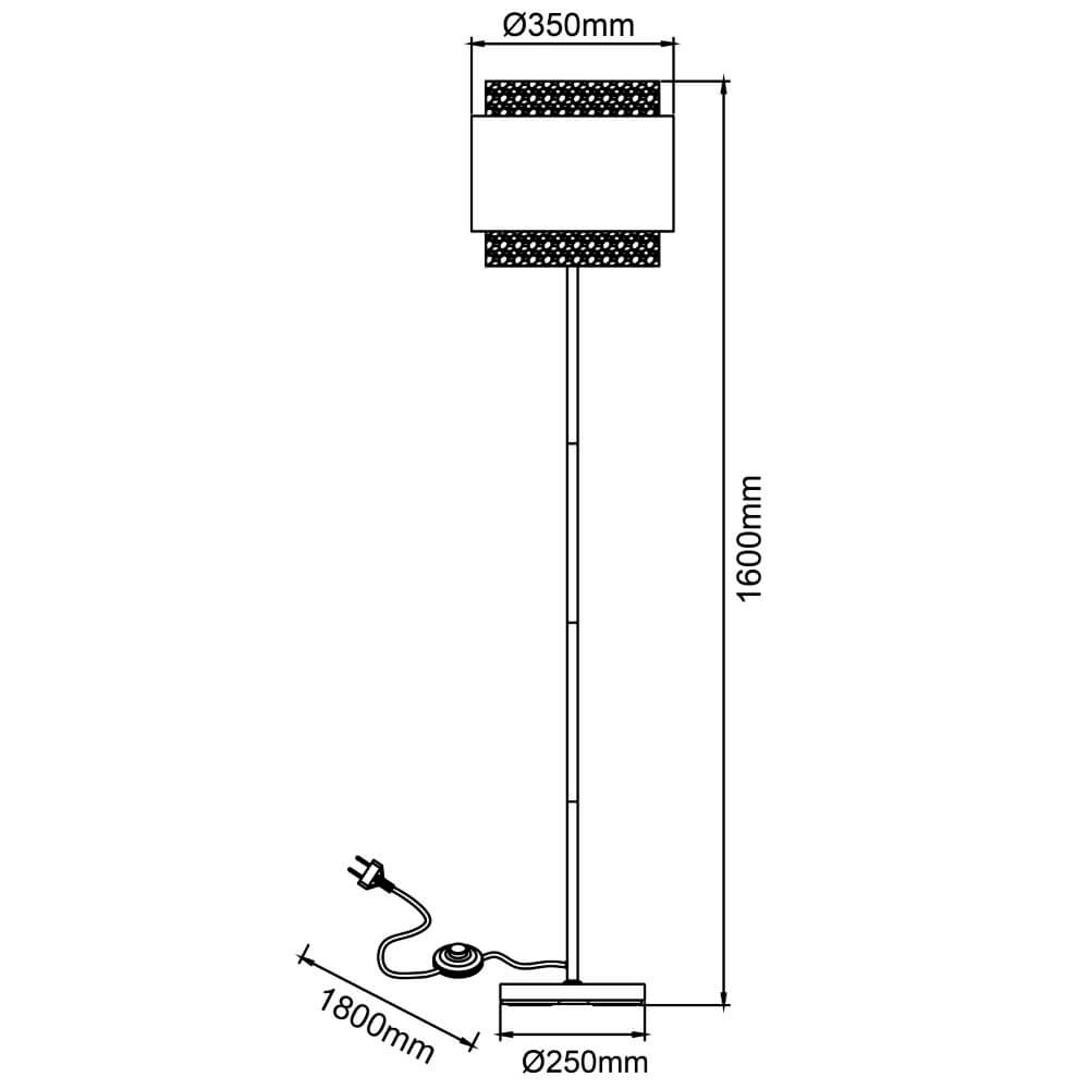 Lampadaire Waterlilly rotin avec tissu blanc Brilliant 4004353411960