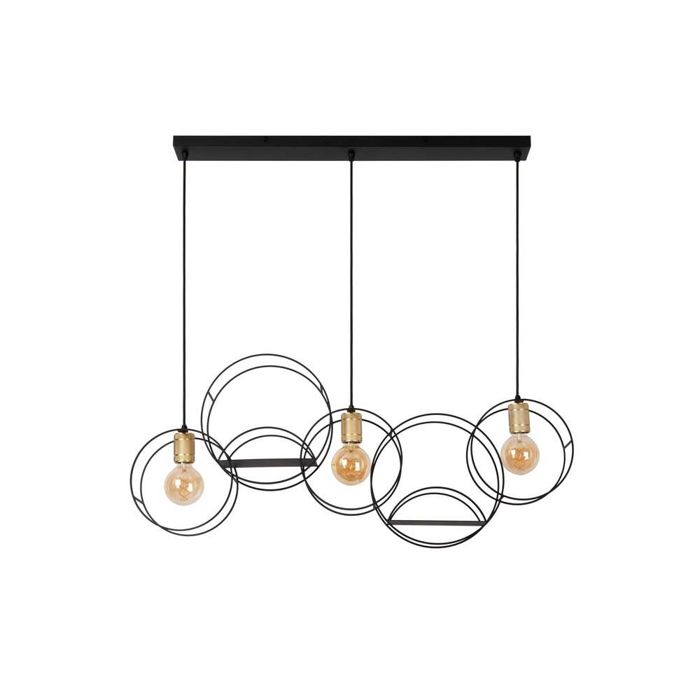 Lampe pendante unique Circle Noir à 3 lumières