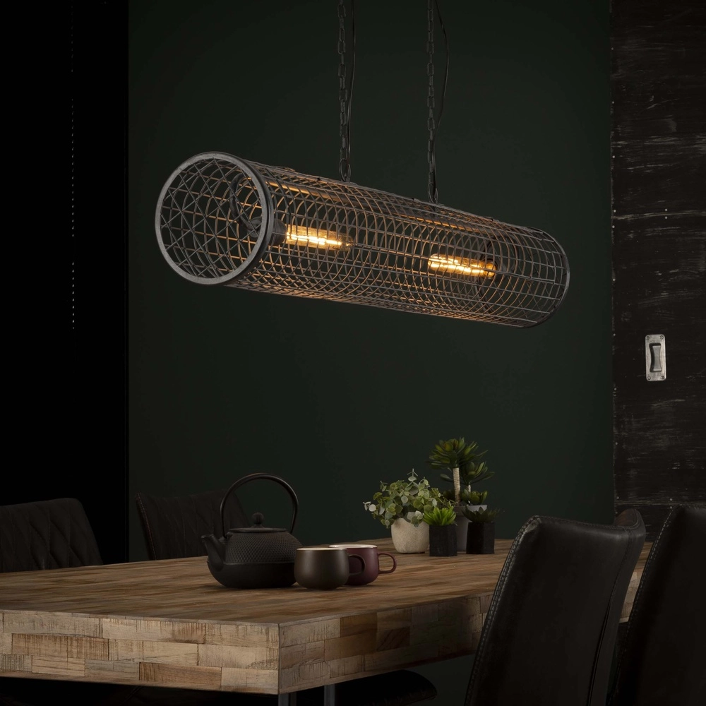 Lampe suspendue industrielle en maille Cylinder 121cm - 2x E27