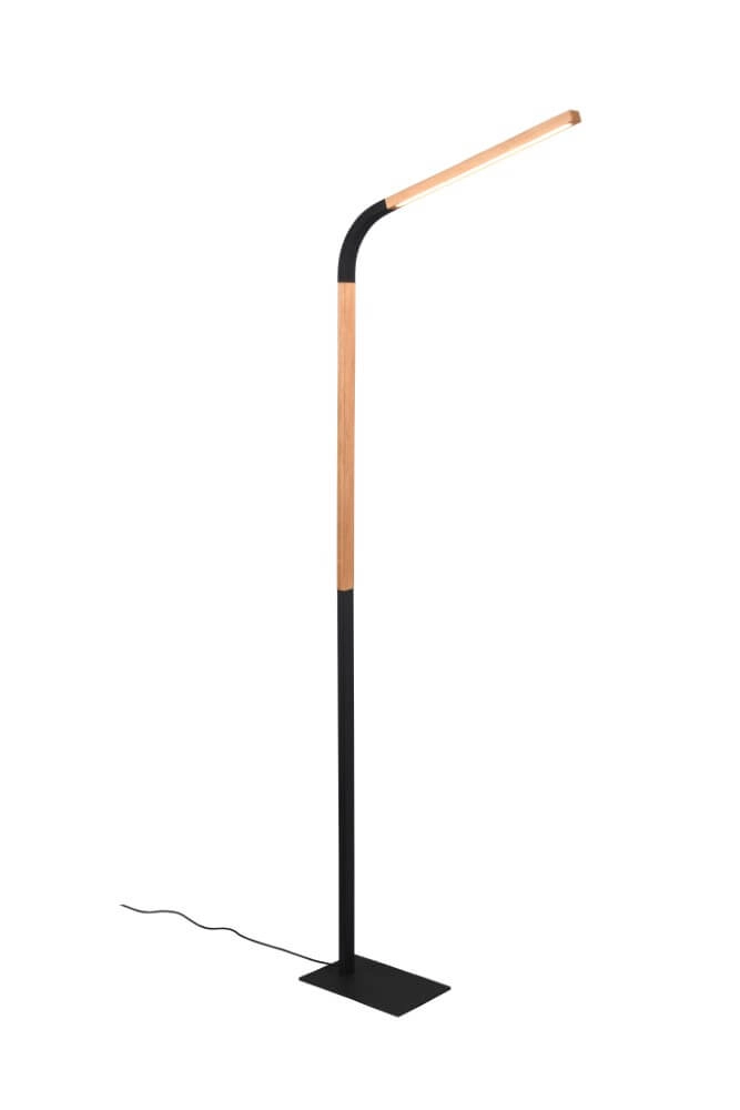 Lampe de lecture flexible Norris noir avec du bois Lampe de lecture flexible Norris noir avec du bois