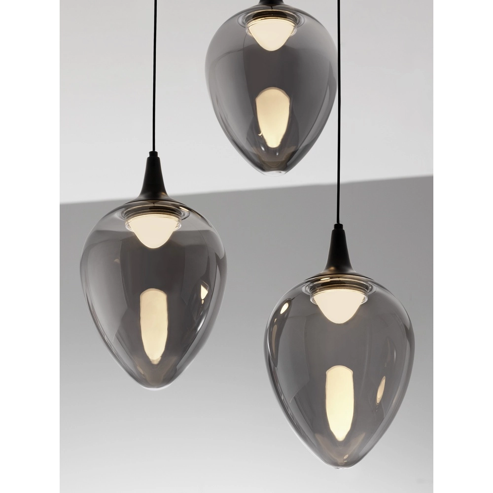 Suspension Nali Verre fumé à 3 lumières Suspension Nali Verre fumé à 3 lumières