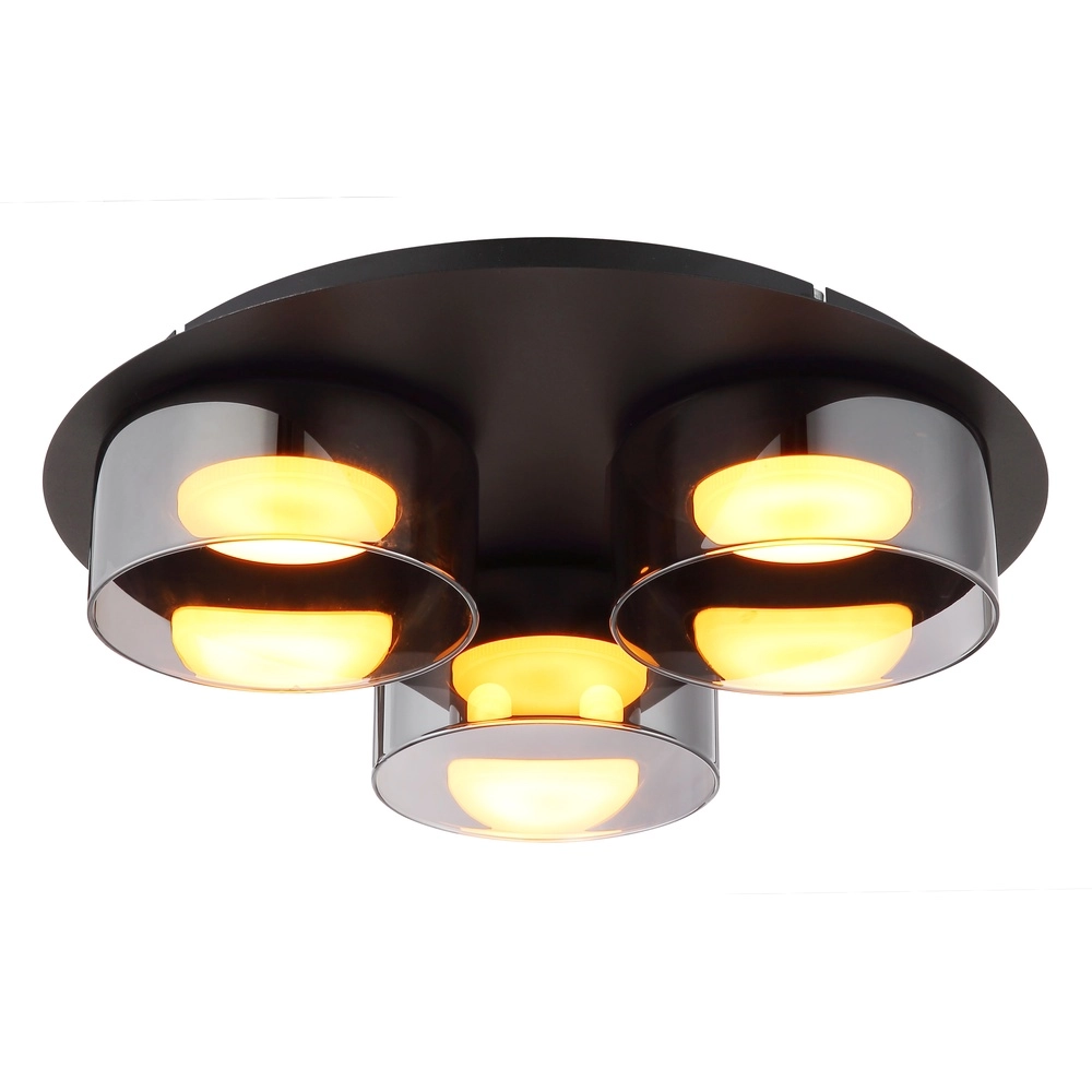 Lampe de plafond à design Higgins 3 lumières noires