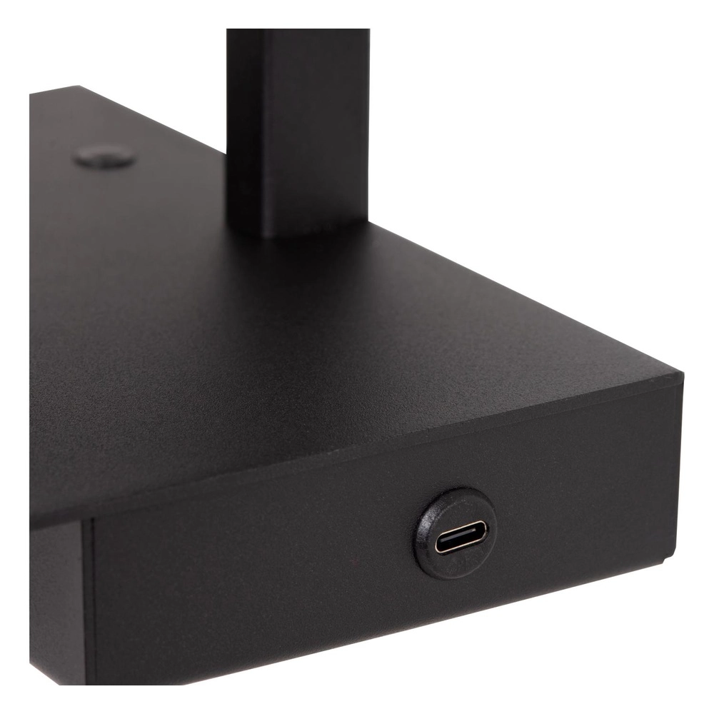 Lampe de chevet conçue Gregory noir avec un point de charge USB Lucide 5411212303370