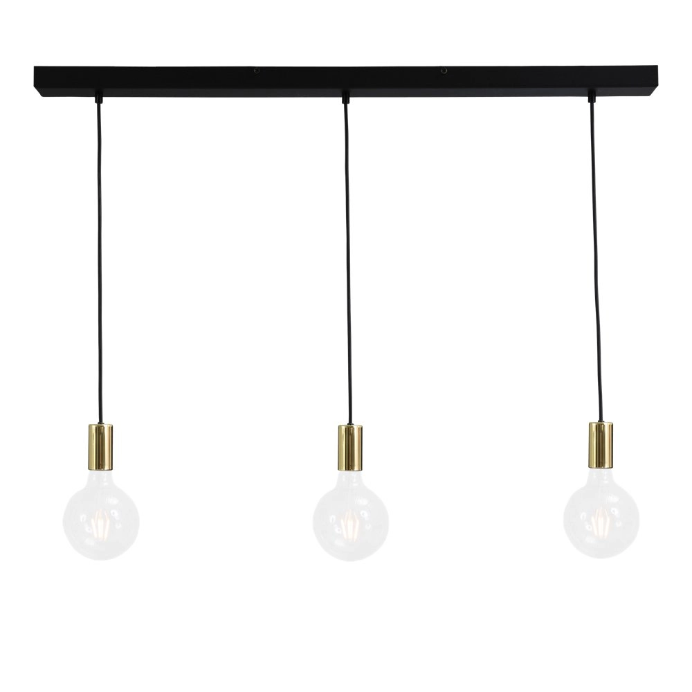 Lampe à suspension Concepto 3 lumières noir avec or Lampe à suspension Concepto 3 lumières noir avec or