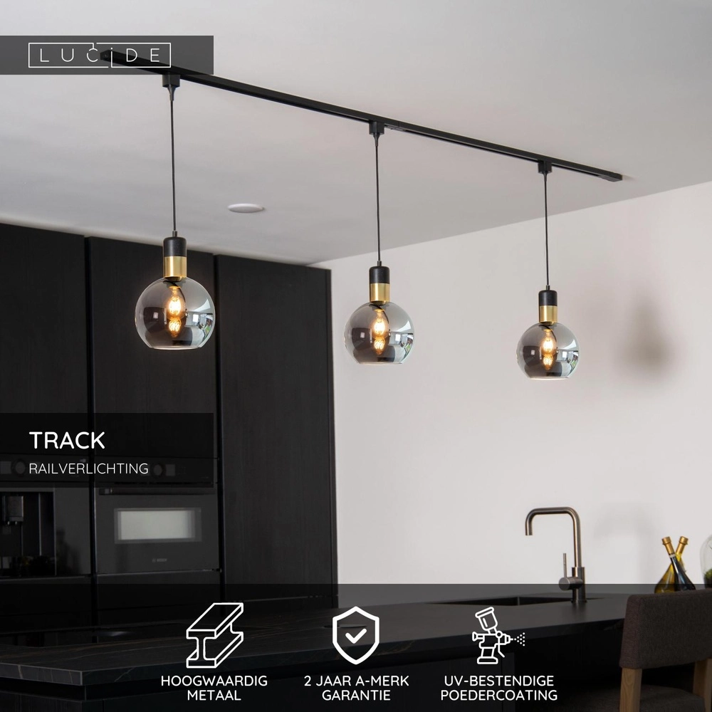 Adaptateur de lampe suspendue à rail Track Noir monophasé Lucide 5411212093394