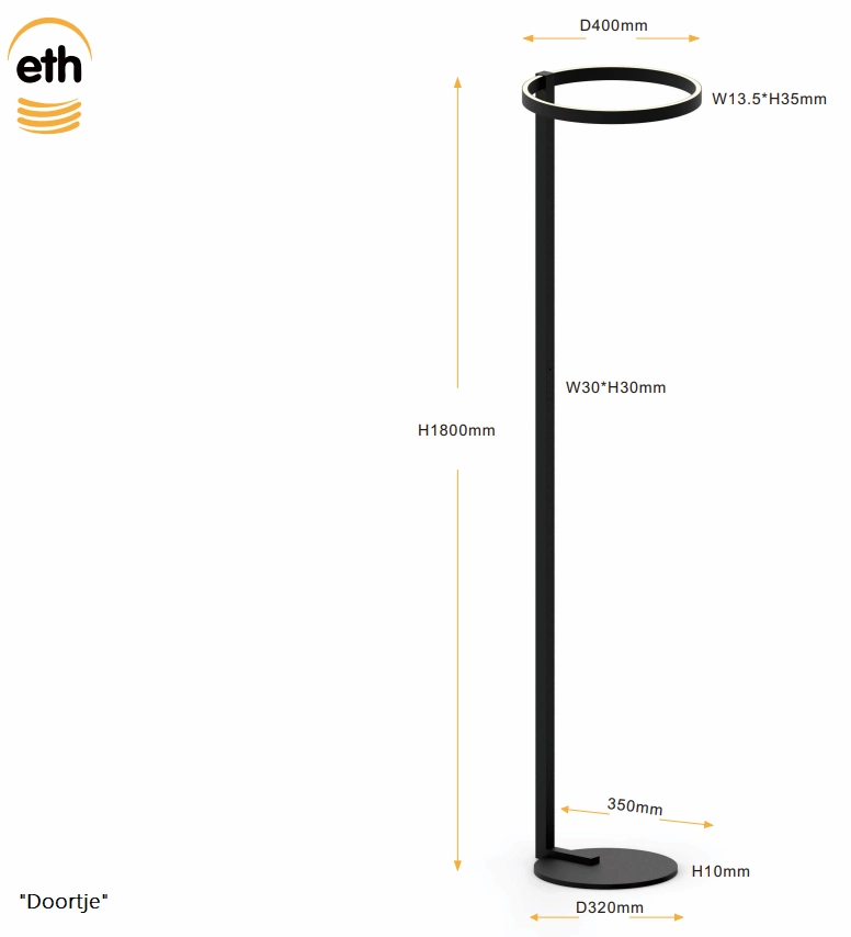 Lampadaire moderne Joyce Ø 40cm ETH 8720195310334
