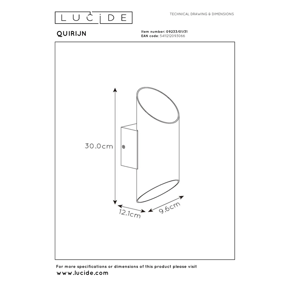 Projecteur mural Quirijn Blanc Lucide 5411212093066
