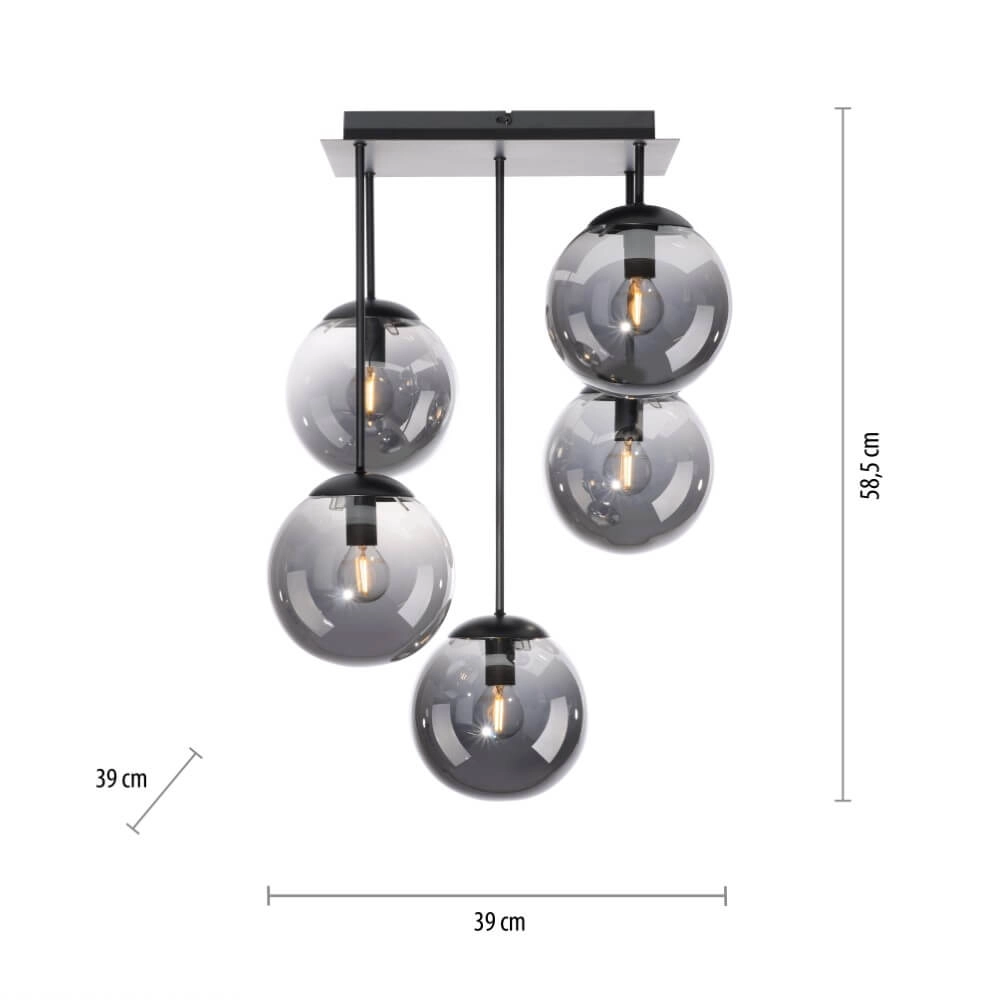 Plafonnier 5 lumières Big Widow noir Just Light 4043689988371
