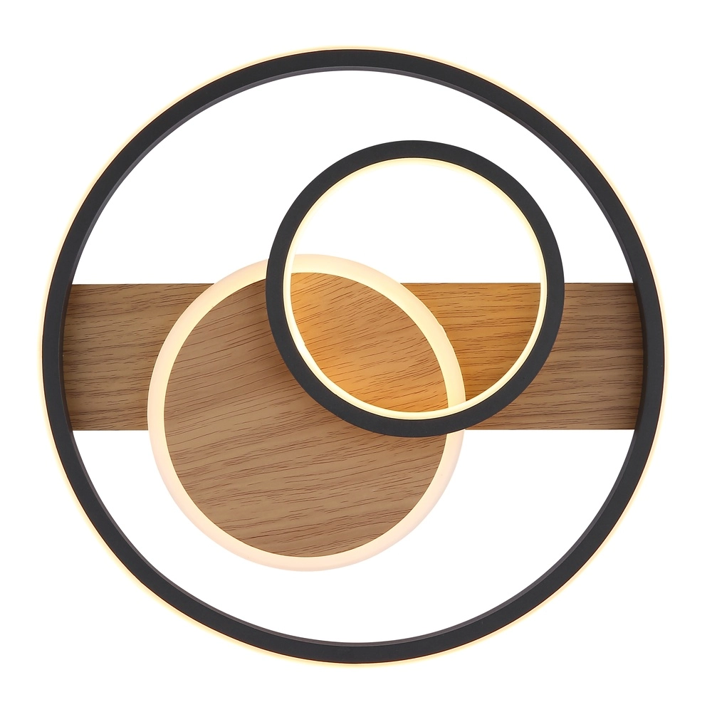 Lampe de plafond à design Pikara noir avec bois Globo 9007371474707