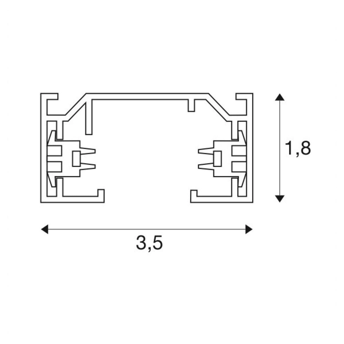 2 mètres 1-Fase Rail 2 mètres de gris SLV 4024163092838