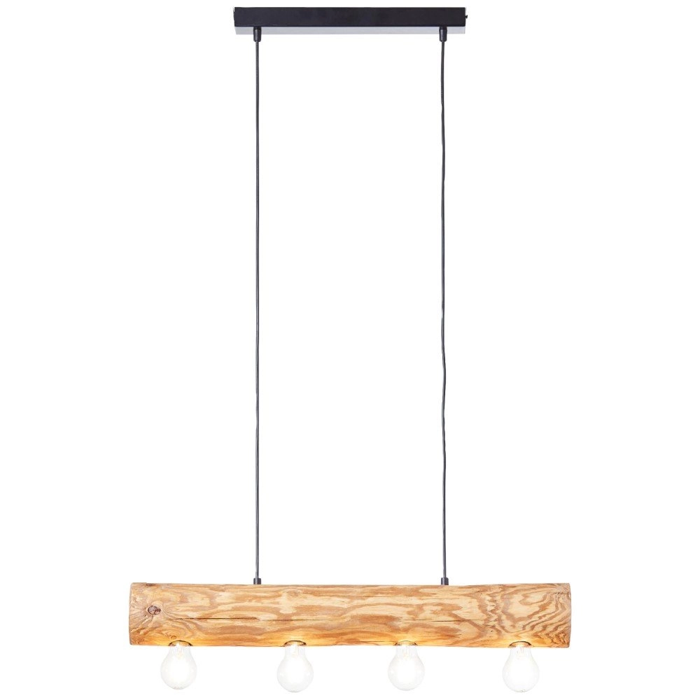 Lampe suspendue en bois Trabo Bois 4 lumières avec noir Brilliant 4004353393518