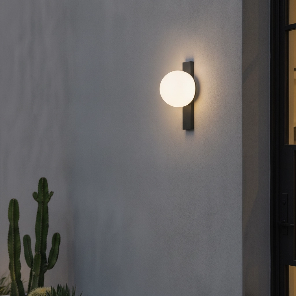 Lampe murale unique Remi Noir avec sphère blanche