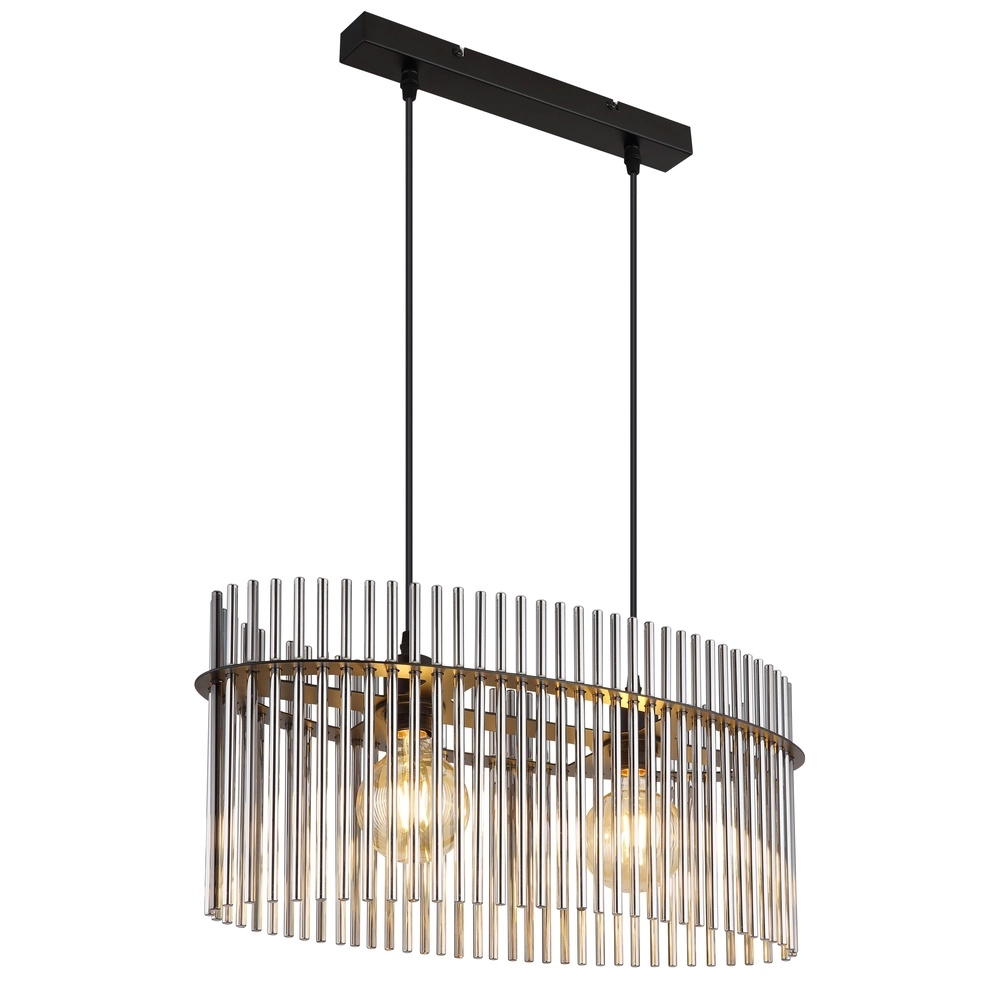 Lampe suspendue Gorley Noir avec tiges en verre fumé