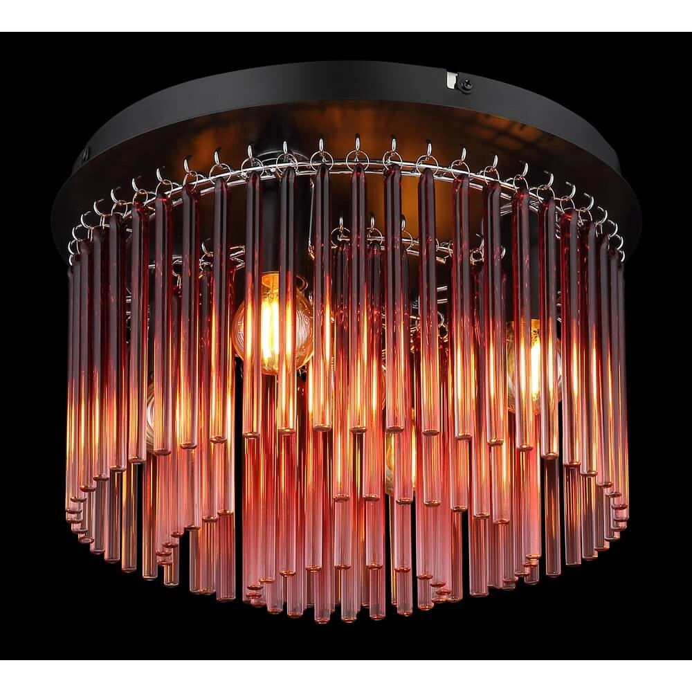 Plafonnier noir Gorley avec verre rouge Ø 32cm Globo 9007371474967