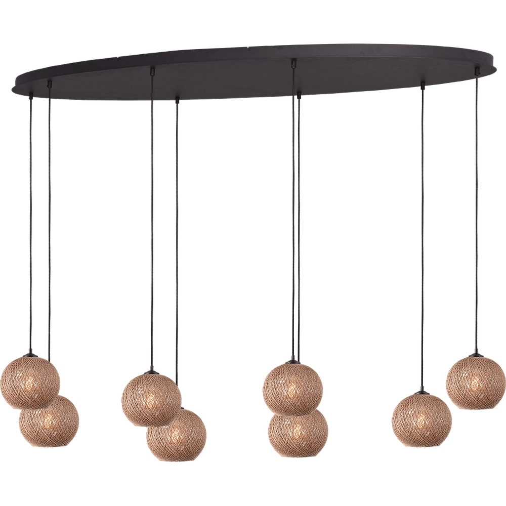 Lampe suspendue à 8 lampes Corda rotin ovale Ø 20cm