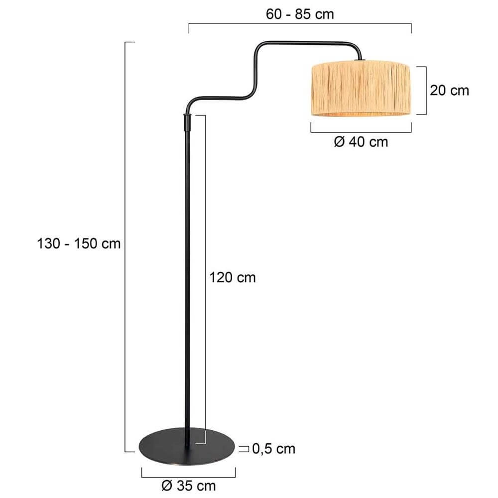 Lampadaire noir Bloeba avec capuche couleur paille Steinhauer 8712746177039