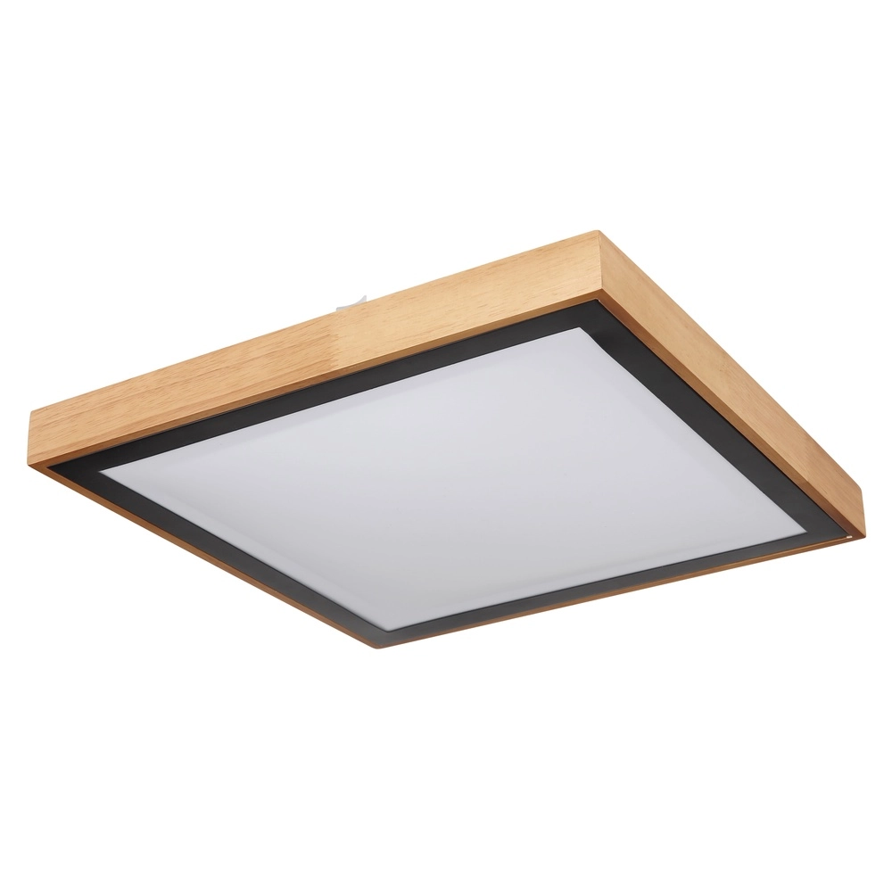 Lampe de plafond Bruno 39 cm carrés noirs avec du bois Globo 9007371433469