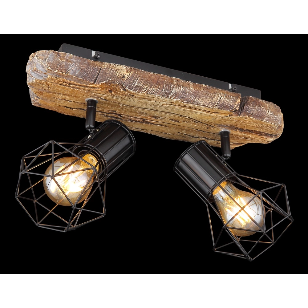 Lampe de plafond Priska 2-noir clair avec bois Globo 9007371442362