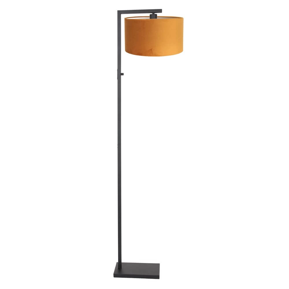 Lampe de table sur pied Stanger avec du velours doré