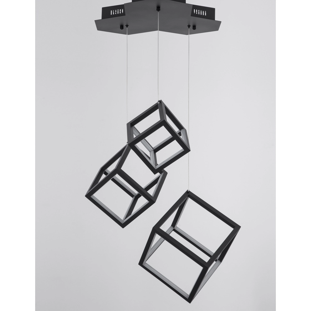 Suspension carrée Gabbia Noir Triple Lyora 5212017423412