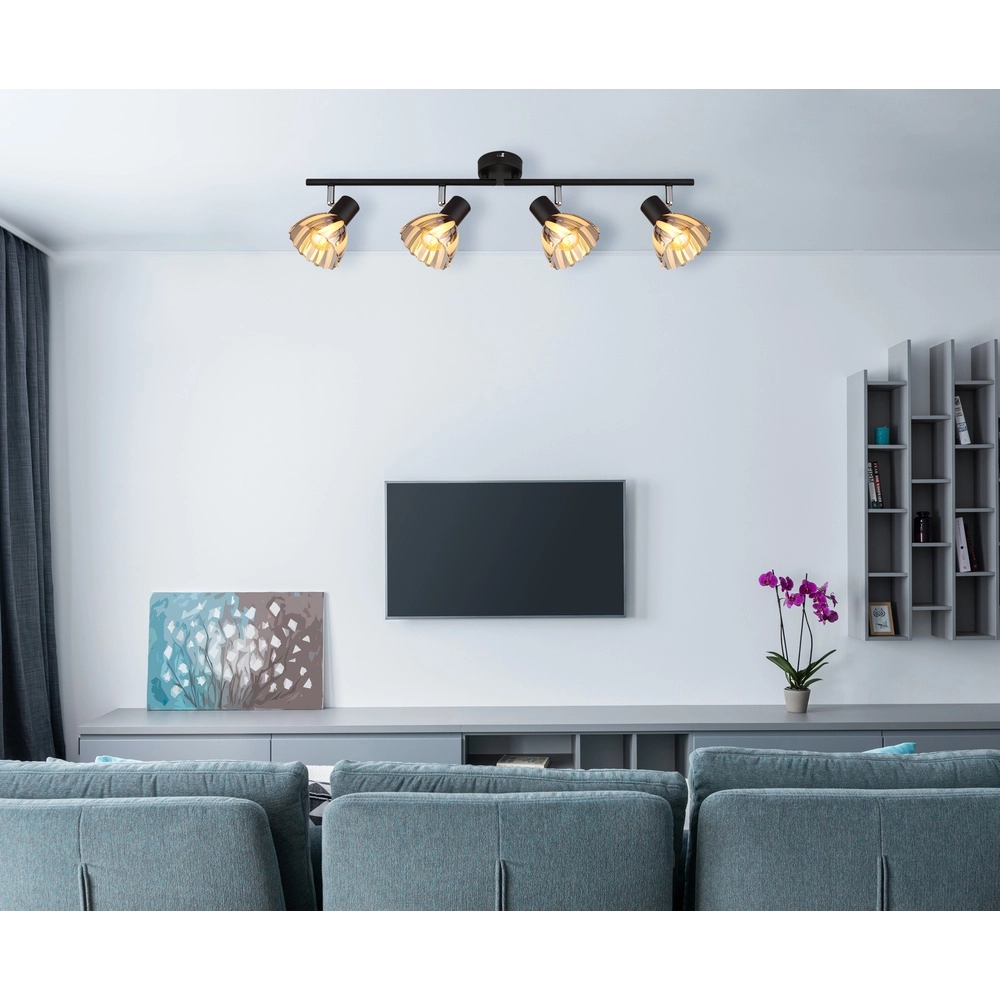 Lampe de plafond à 4 lumières Zachery Noir Globo 9007371525492