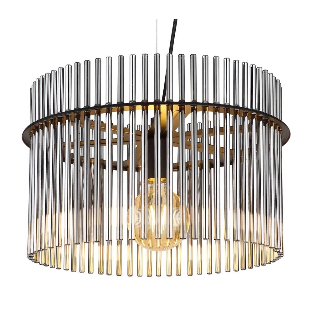 Suspension noire Gorley avec verre fumé Ø 40cm Globo 9007371445189