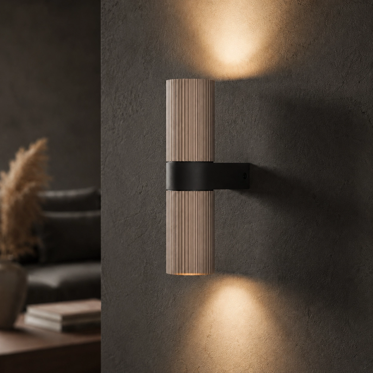 Nervures de points sur le mur Linea Champagne avec noir
