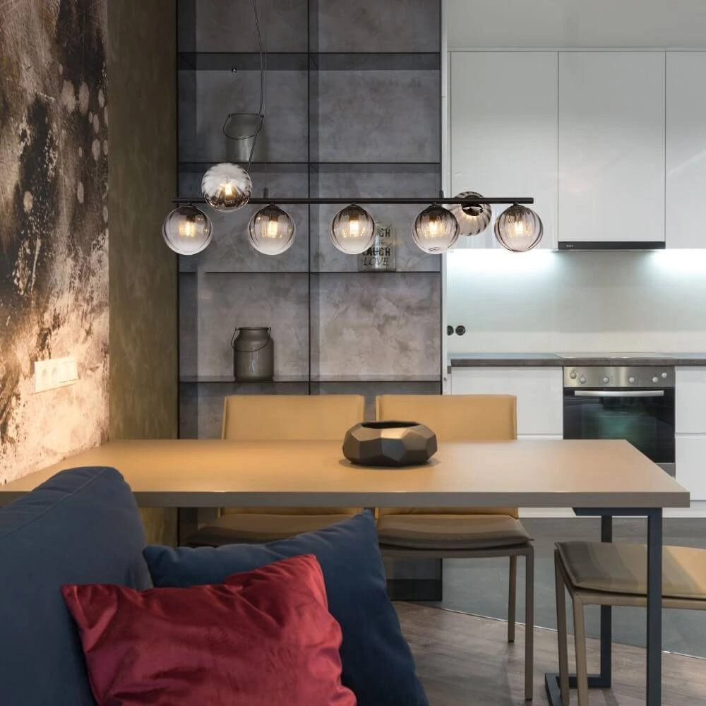 Lampe suspendue 7 lumières Dallerta verre de fumée Globo 9007371452576