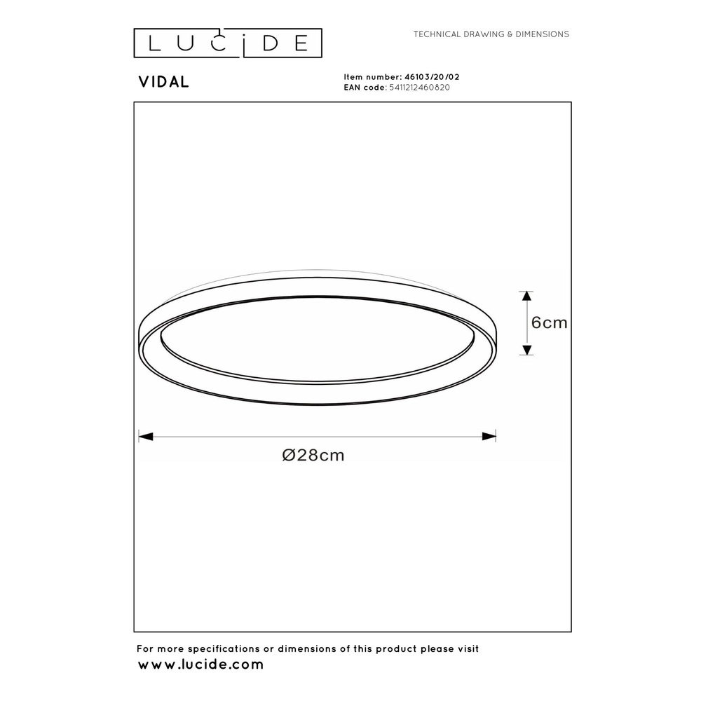 Éclairage de plafond Vidal Ø 28cm d’or Lucide 5411212460820