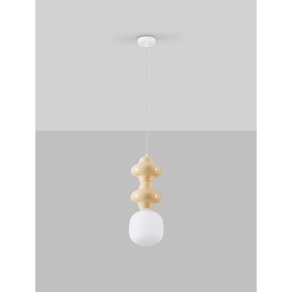 Suspension Clio M céramique jaune avec verre blanc Lyora 5212017461223