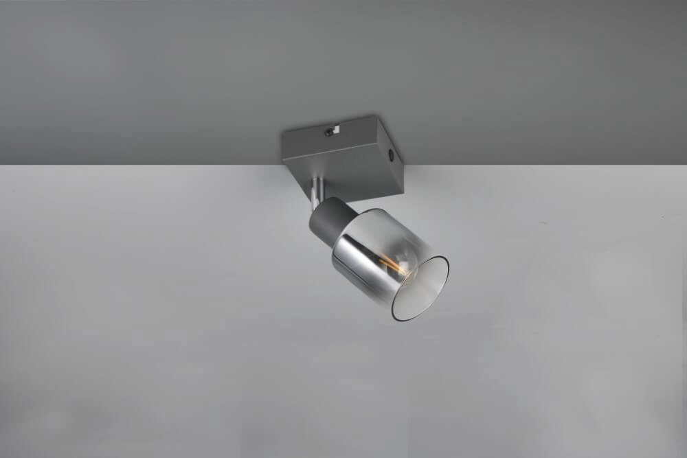 Applique noire Cadiz avec verre fumé Trio 4017807615753