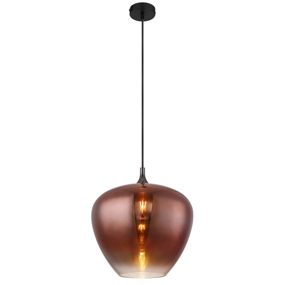 Suspension noire Maxy avec verre rouge Ø 40cm Suspension noire Maxy avec verre rouge Ø 40cm