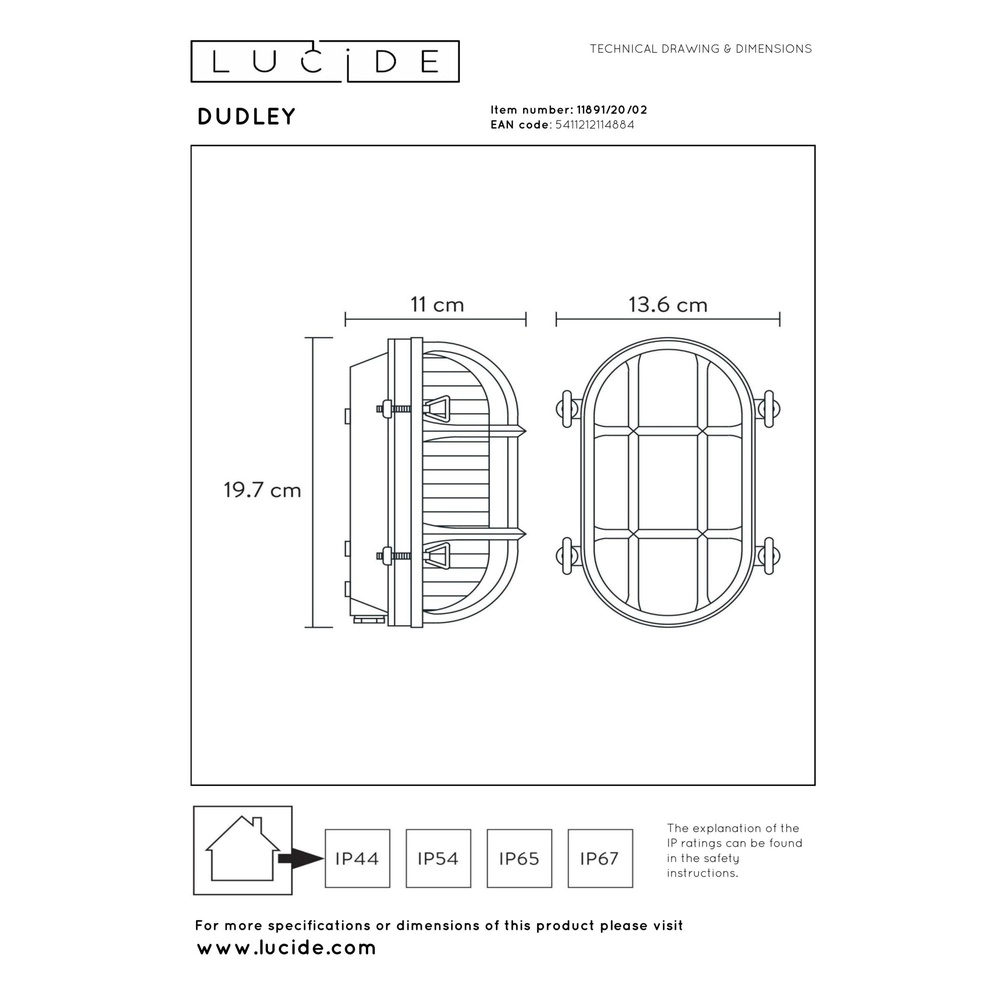 Lampe murale Bullseye Dudley Or IP54 Lucide 5411212114884