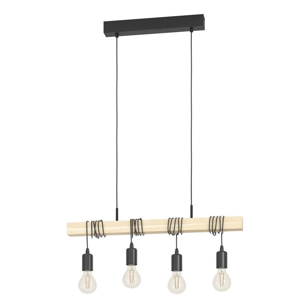 Lampe suspendue Townshend Aspect bois - 4x E27