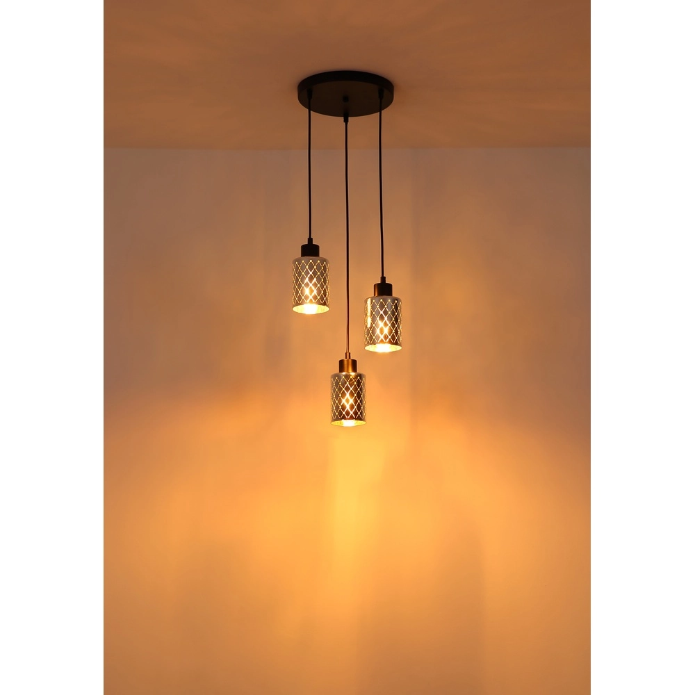 Lampe pendante de conception Alonso Projectile noire à 3 lumières Globo 9007371578252